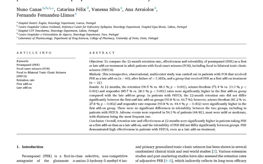 Comparative 12-month retention rate, effectiveness and tolerability of perampanel when used as a first add-on or a late add-on treatment in patients with focal epilepsies: The COM-PER study