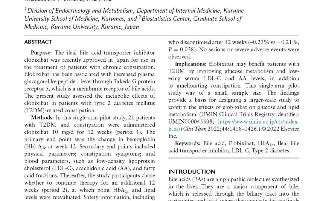 Effects of Elobixibat in Patients with T2DM by Yoshinobu, et al