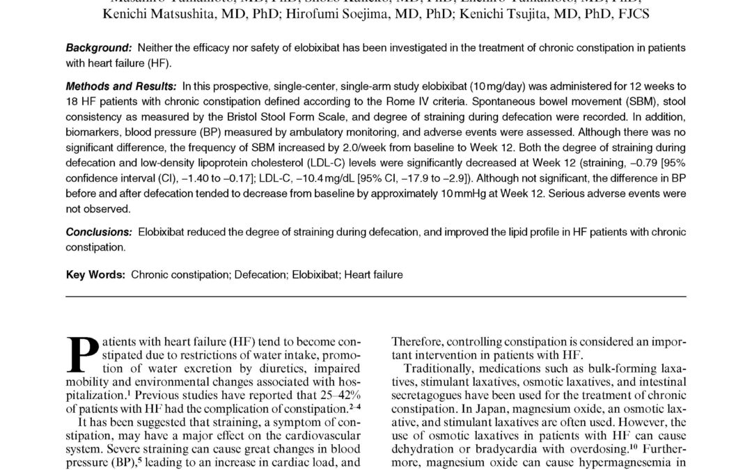 Efficacy and Safety of Elobixibat for Chronic Constipation in Patients With Heart Failure by Fujisue, et al